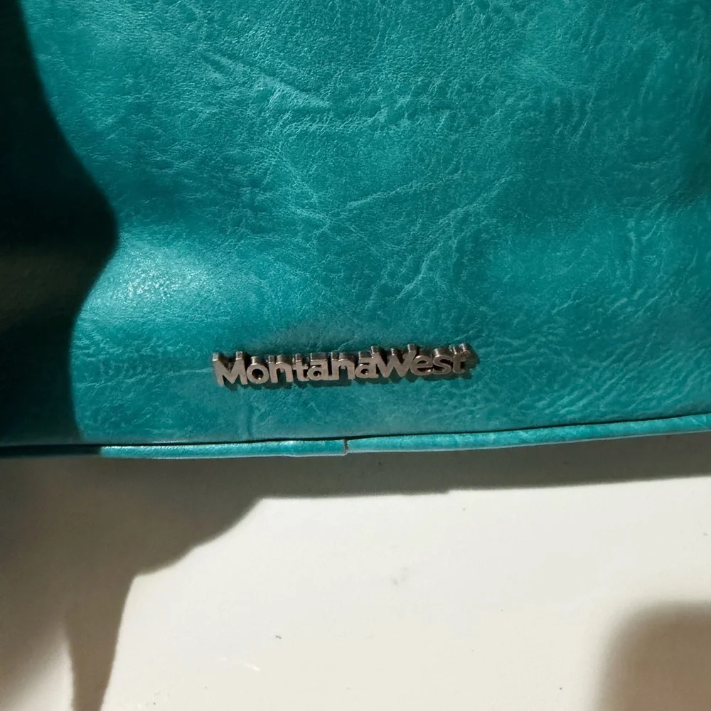 Montana West Turquoise Floral Tooled Leather & Leopard Print Backpack